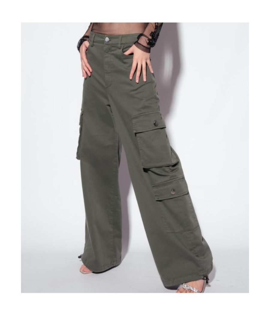 Pinko High-waisted Cargo Trousers In Animal Print