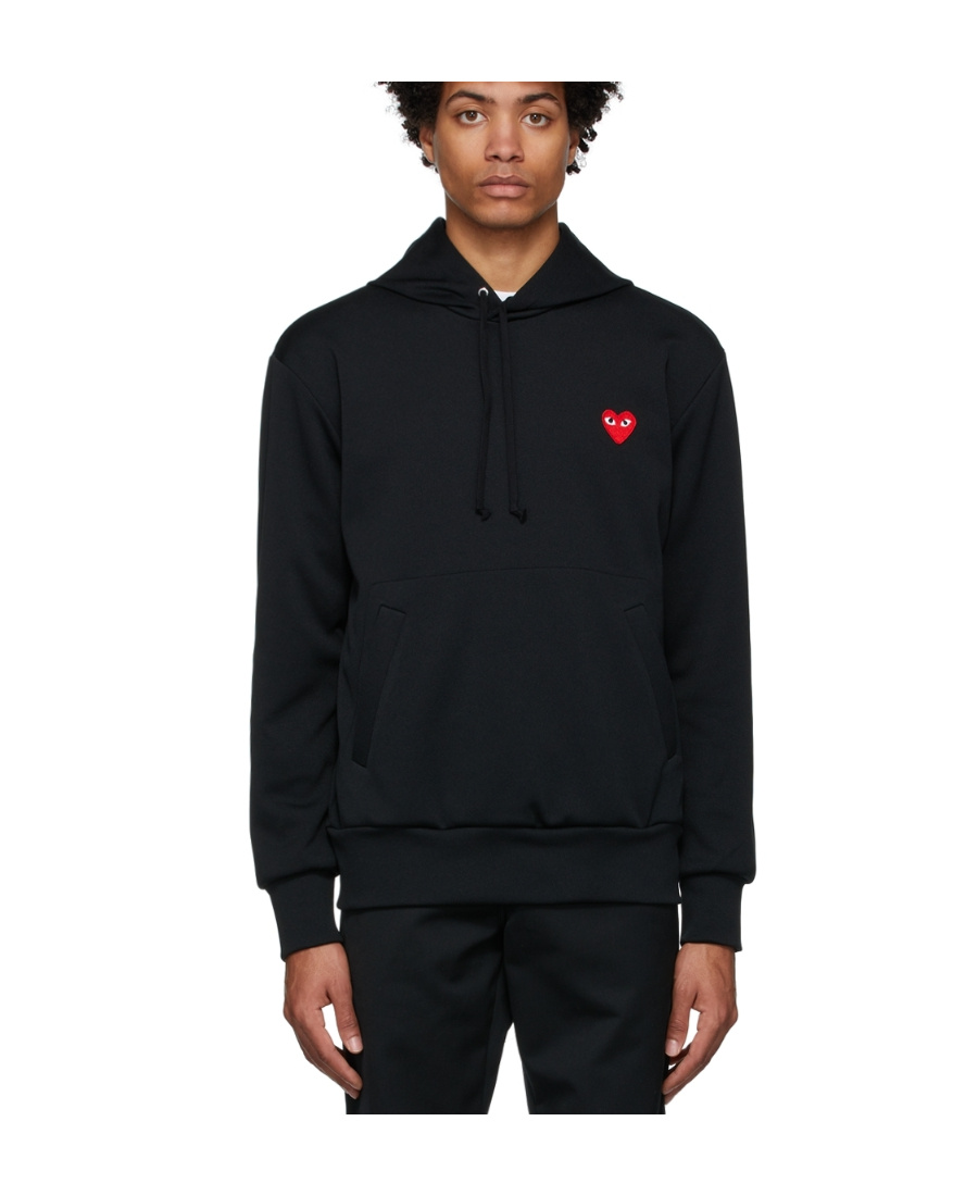 Comme Des Garçons Play Heart-print Pullover Hoodie In Black