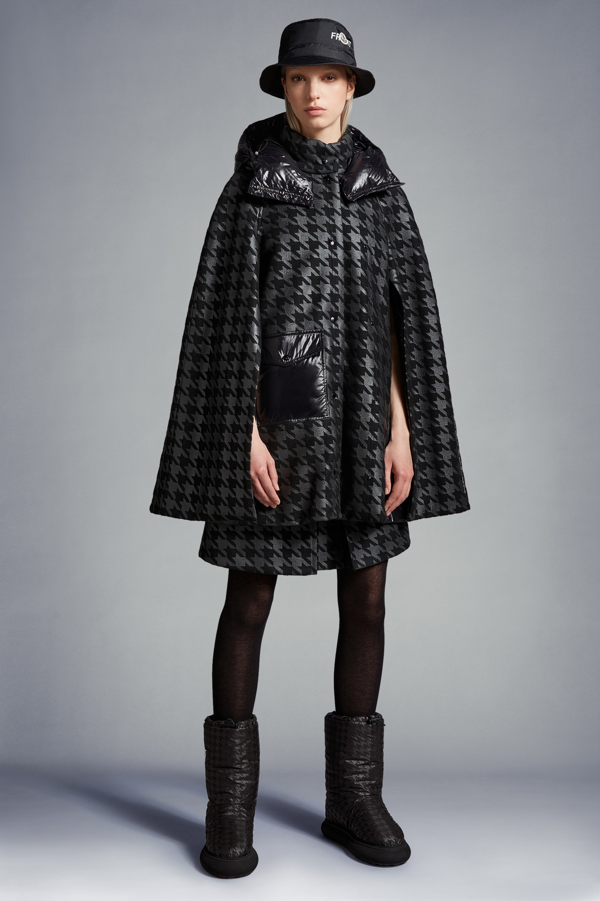 Moncler X Frgmt Houndstooth Pattern Miniskirt In Black