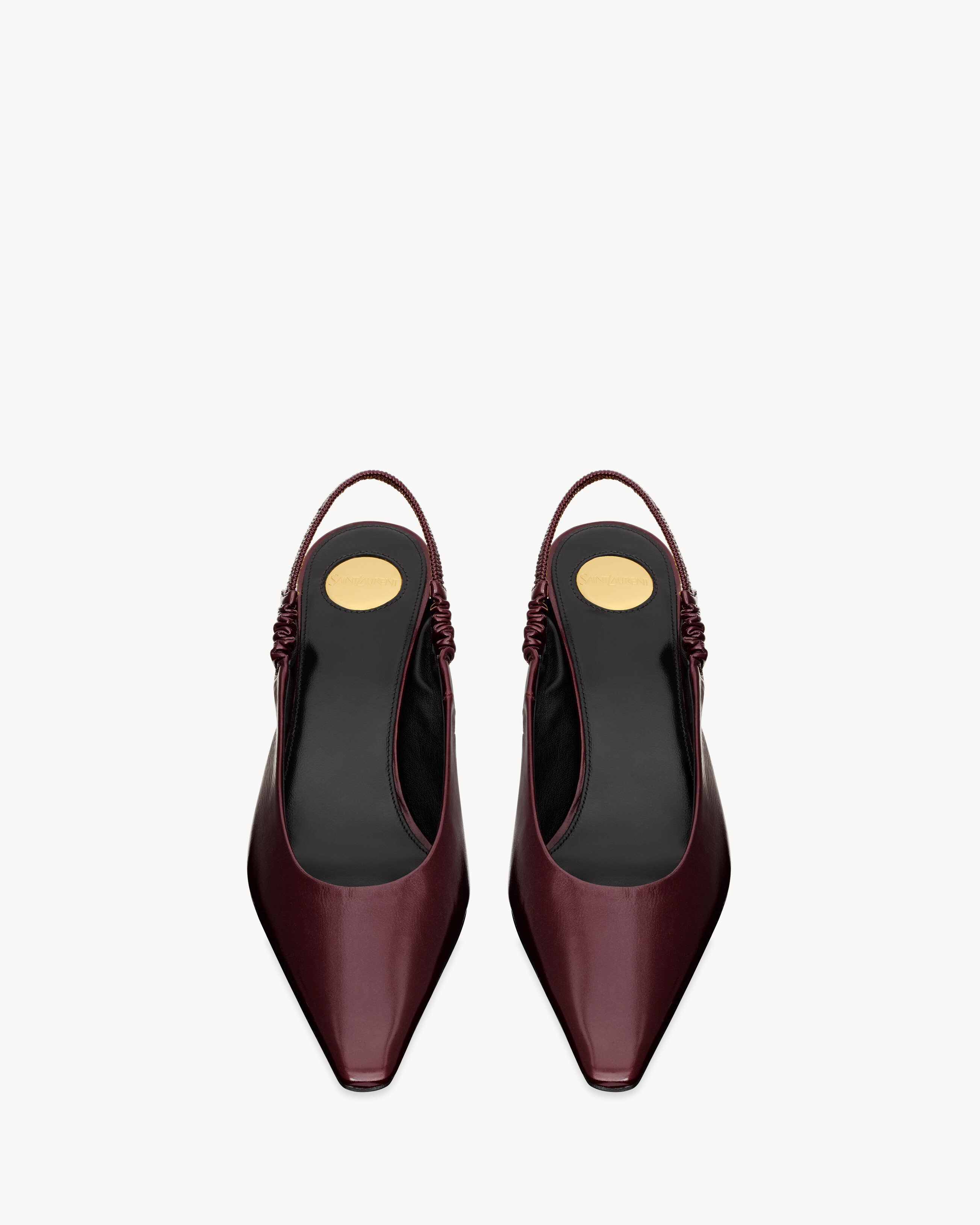 Saint Laurent Slingback High-heeled Sandals In Burgundy