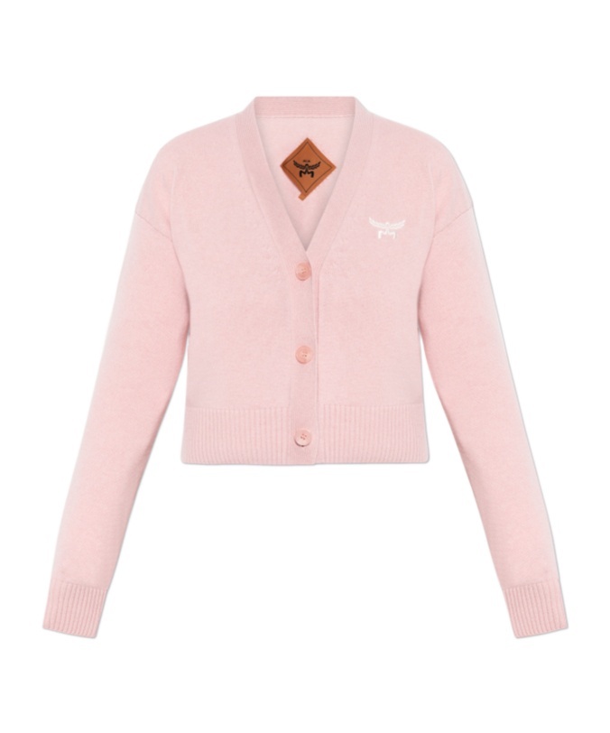 Mcm Long-sleeved Knitted Cardigan In Pink