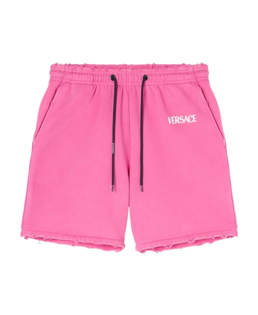 Versace Drawstring Logo Shorts In Pink