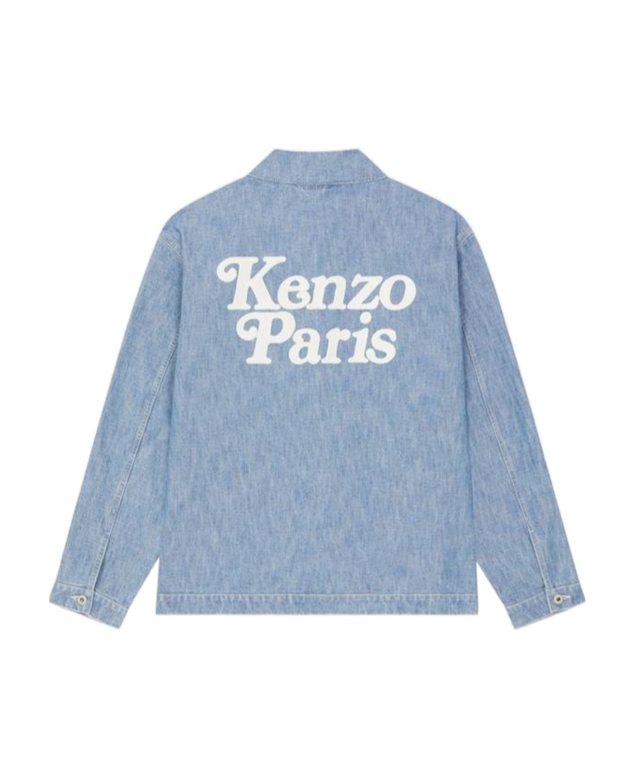 Kenzo X Verdy Logo-embroidered Poncho In Stone Bleached Blue Denim