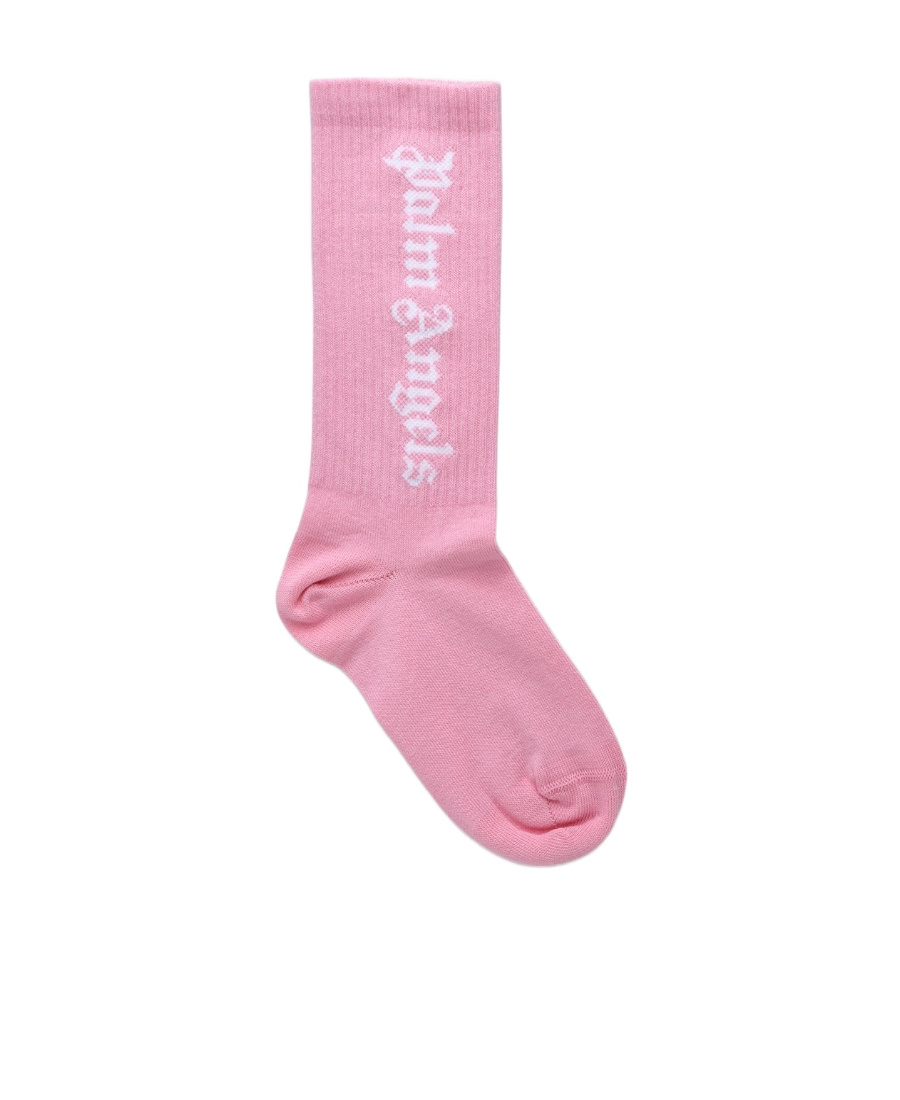 Palm Angels Kids' Intarsia-knit Logo Stretch-cotton Socks In Blue