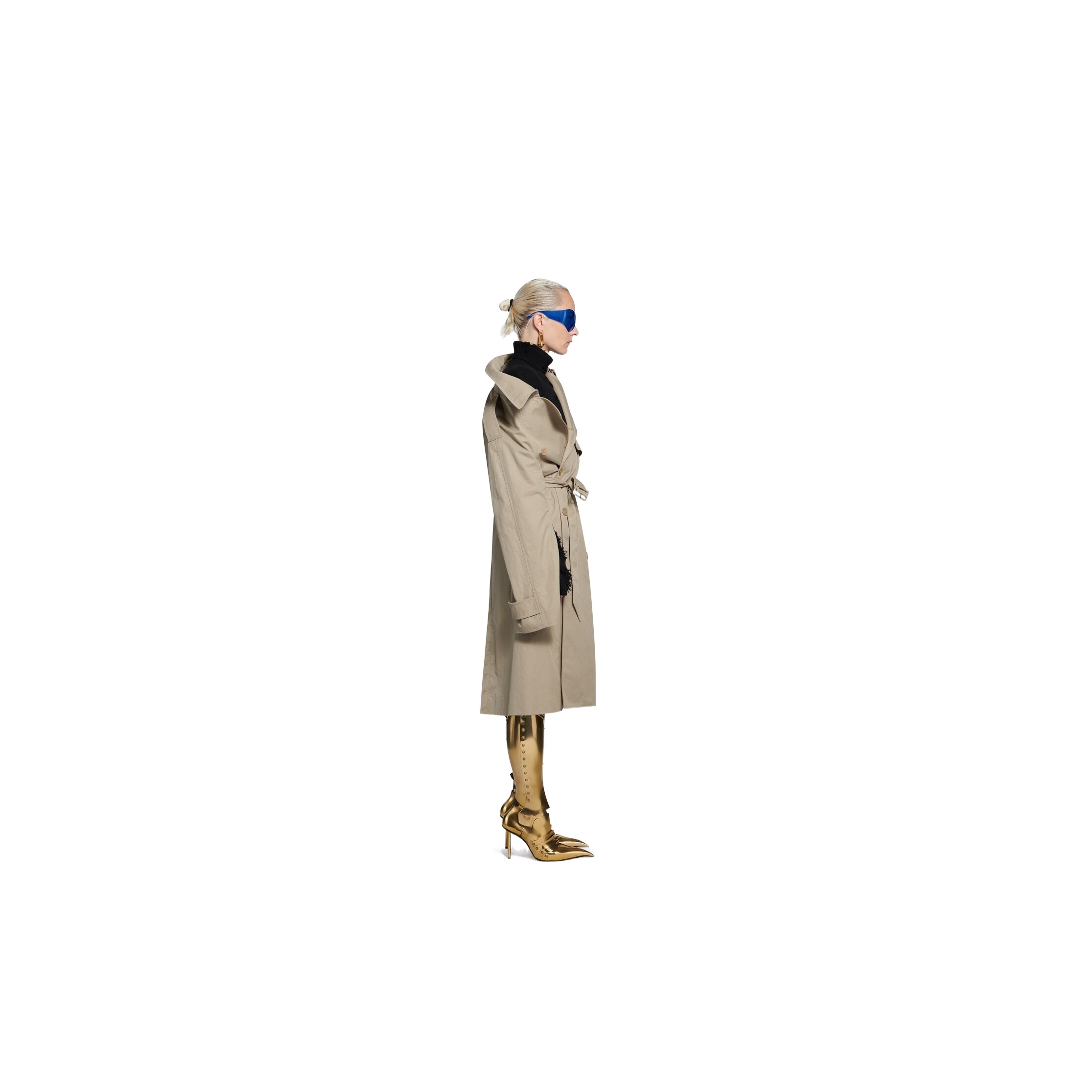 Shop Balenciaga Asymmetric-lapel Trench Coat In Nude