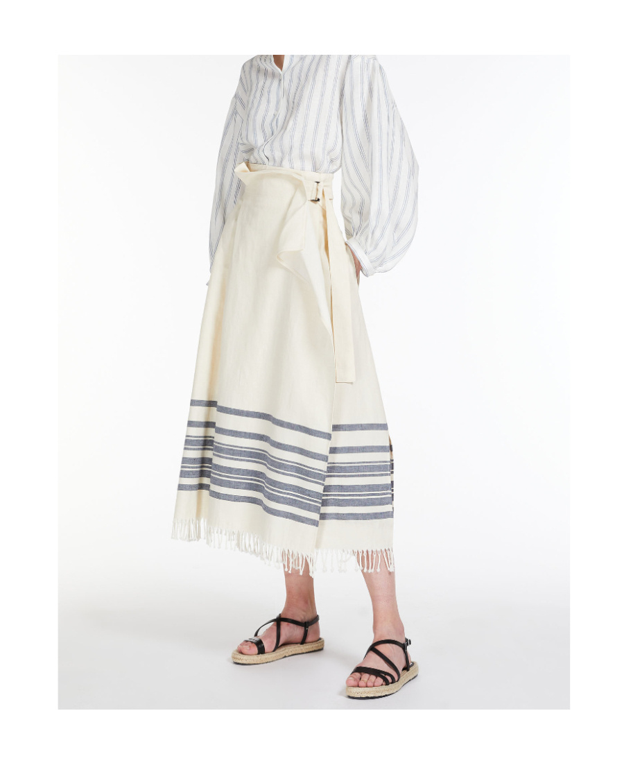 Weekend Max Mara Striped Printed Skirt In White