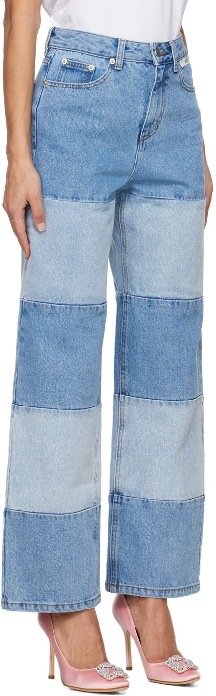Kimhēkim Blue Bicolor Jeans In Blue