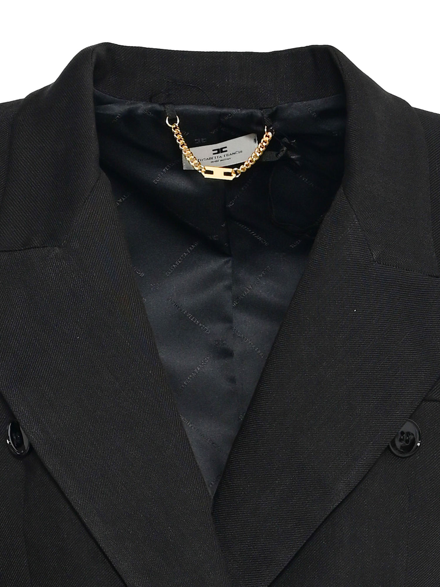 Elisabetta Franchi Double-breasted Gabardine Jacket In Black