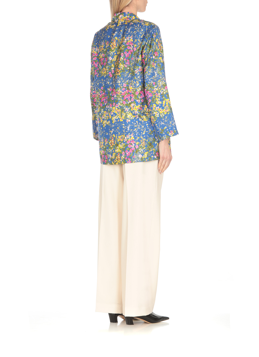 Max Mara Studio Woman Shirt Blue Size 4 Silk In Multicolor