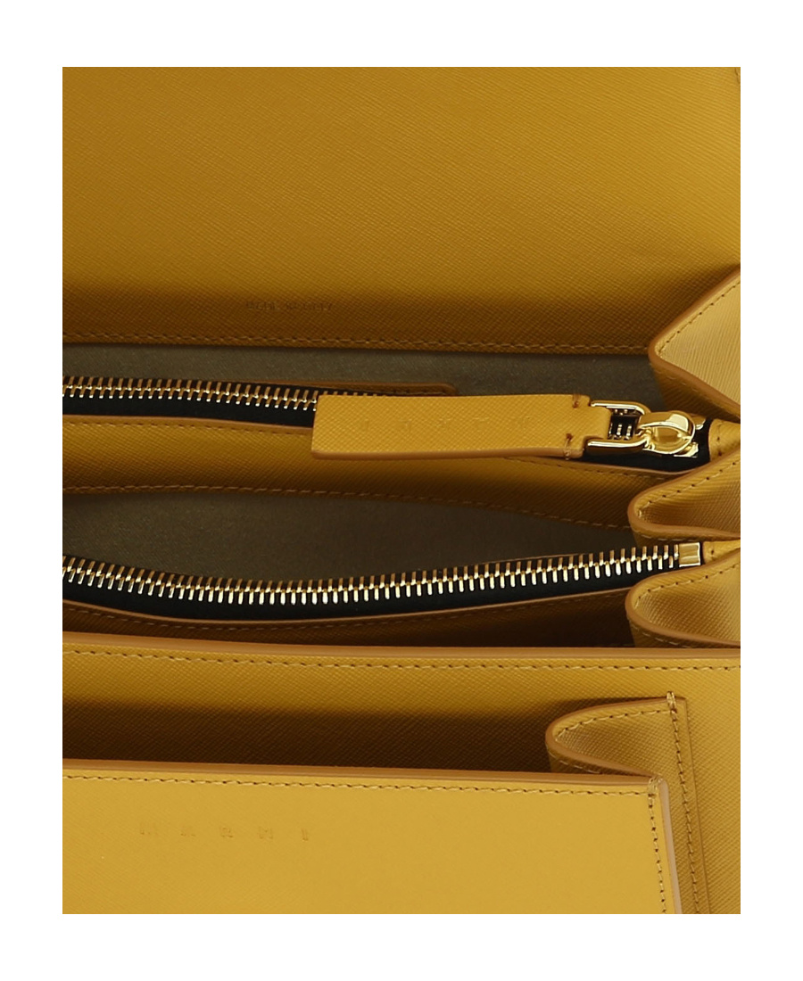 Marni Trunk Leather Shoulder Bag In Yellow