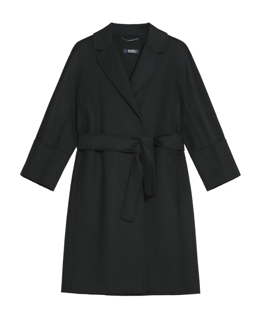 Max Mara Black Arona Double-faced Short Wool Coat In Black