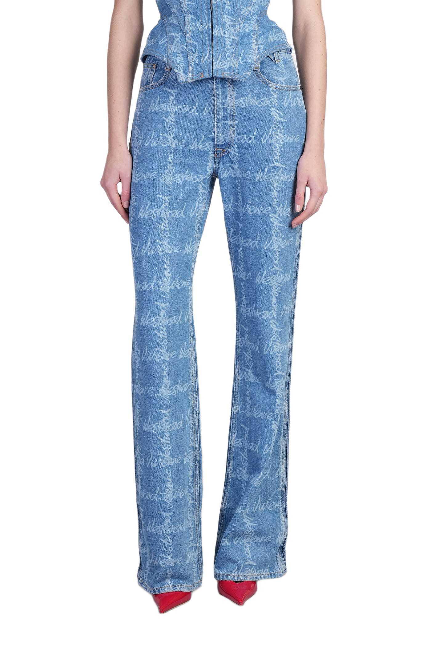 Vivienne Westwood Ray 5 Pocket Jeans Laser Denim Vw-grid-blue 31 Women In Blue