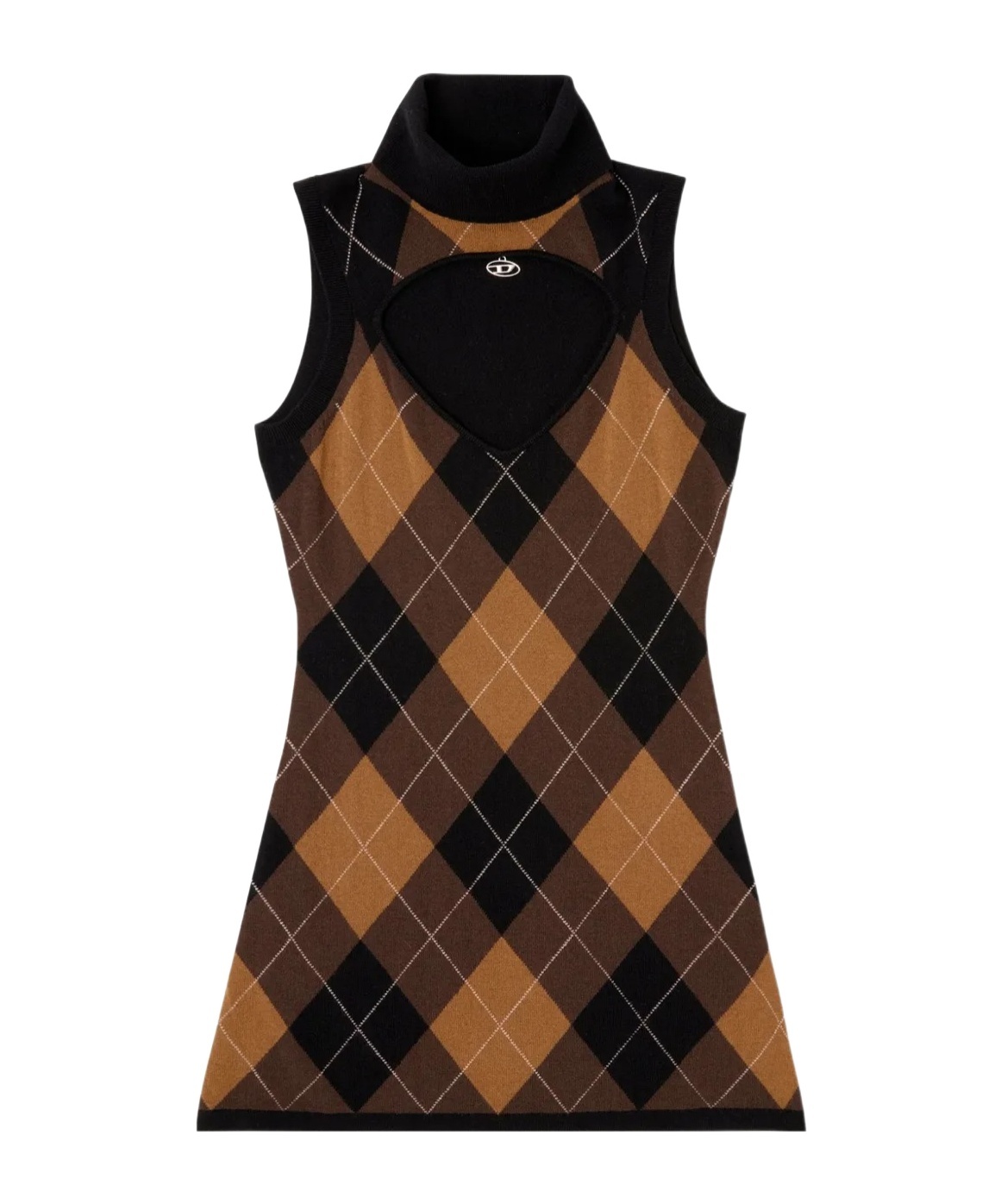 Diesel Wool Dress With Argyle Pattern In Multi