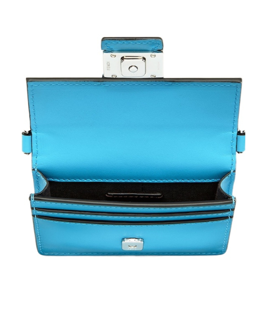 Fendi Baguette Leather Wallet In Blue