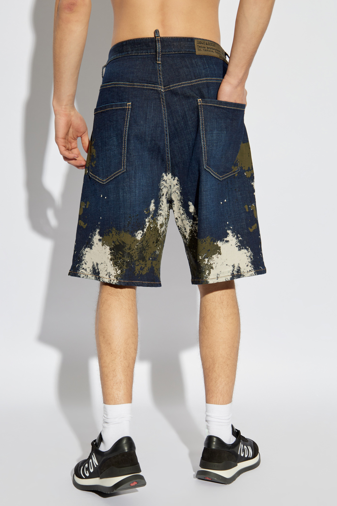 Dsquared2 Stretch-cotton Denim Shorts In White