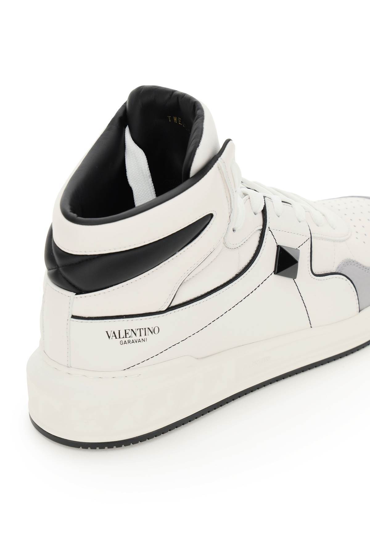 Valentino Rockstud Printed Faux Leather High-top Sneakers In White