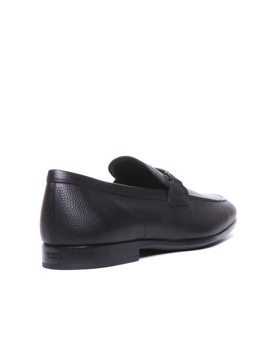 Tod's Logo Engraved Loafers In Black