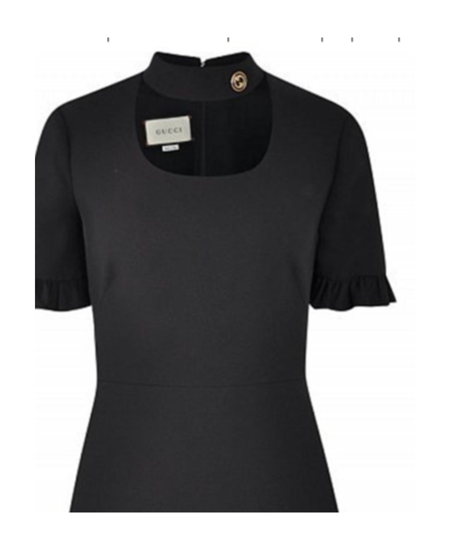 Shop Gucci Mini Dress With Lotus Leaf Edge At Neckline In Black
