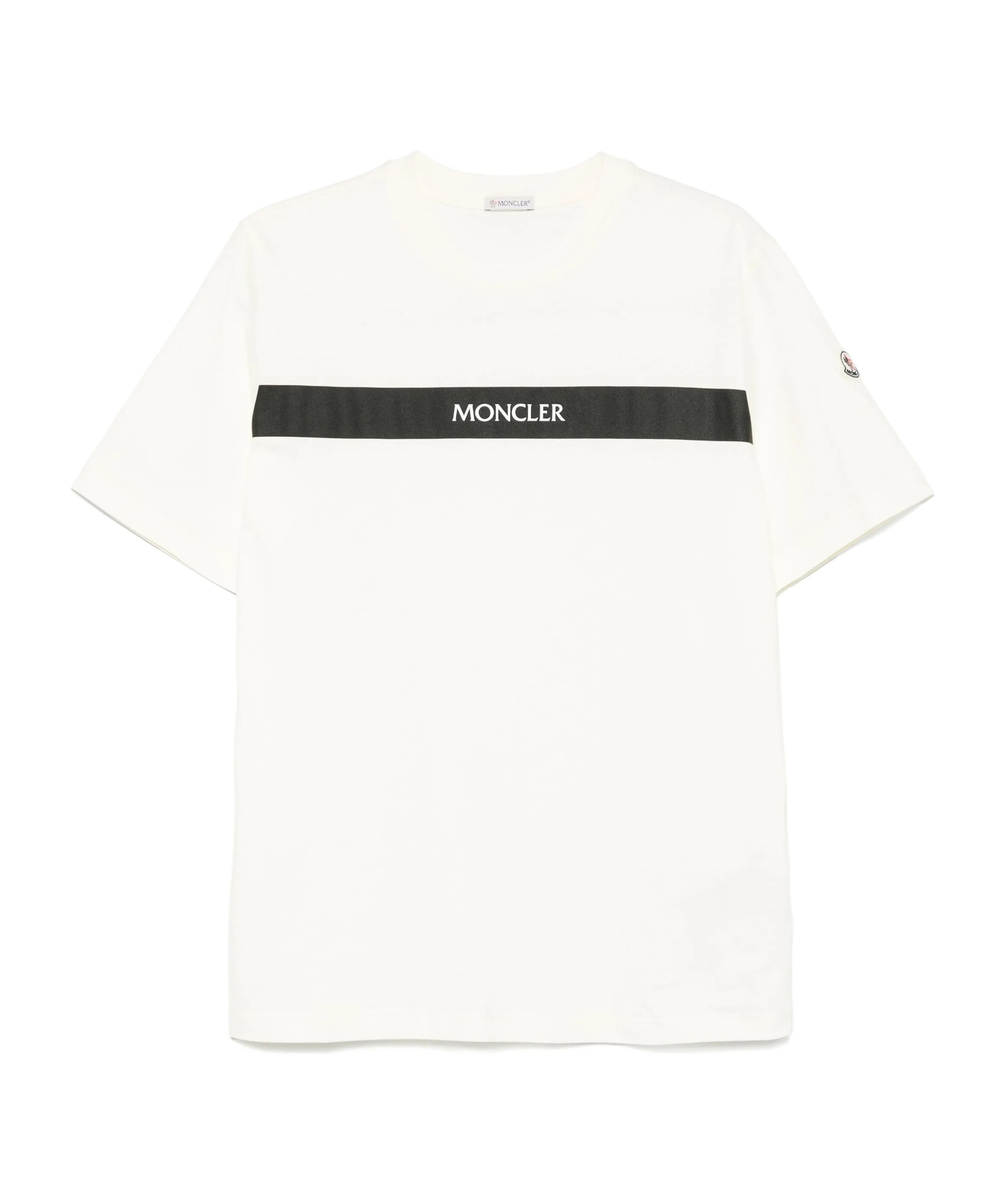 Moncler T-shirt In Cotone Con Logo Gommato In White