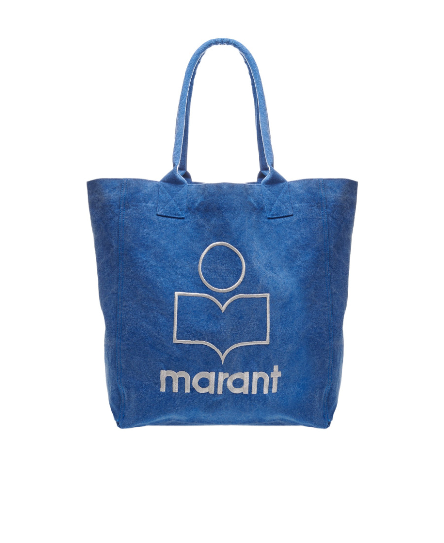 Shop Isabel Marant Embroidered-logo Denim Tote Bag In Blue