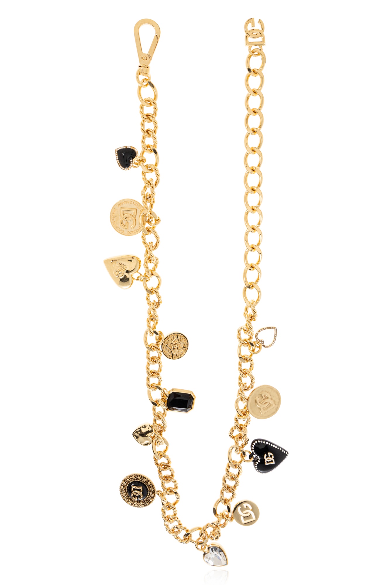 Dolce & Gabbana Logo-charm Chain Belt In Gold