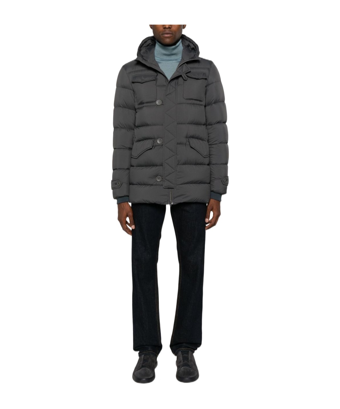 Herno Hooded Puffer Coat In Black
