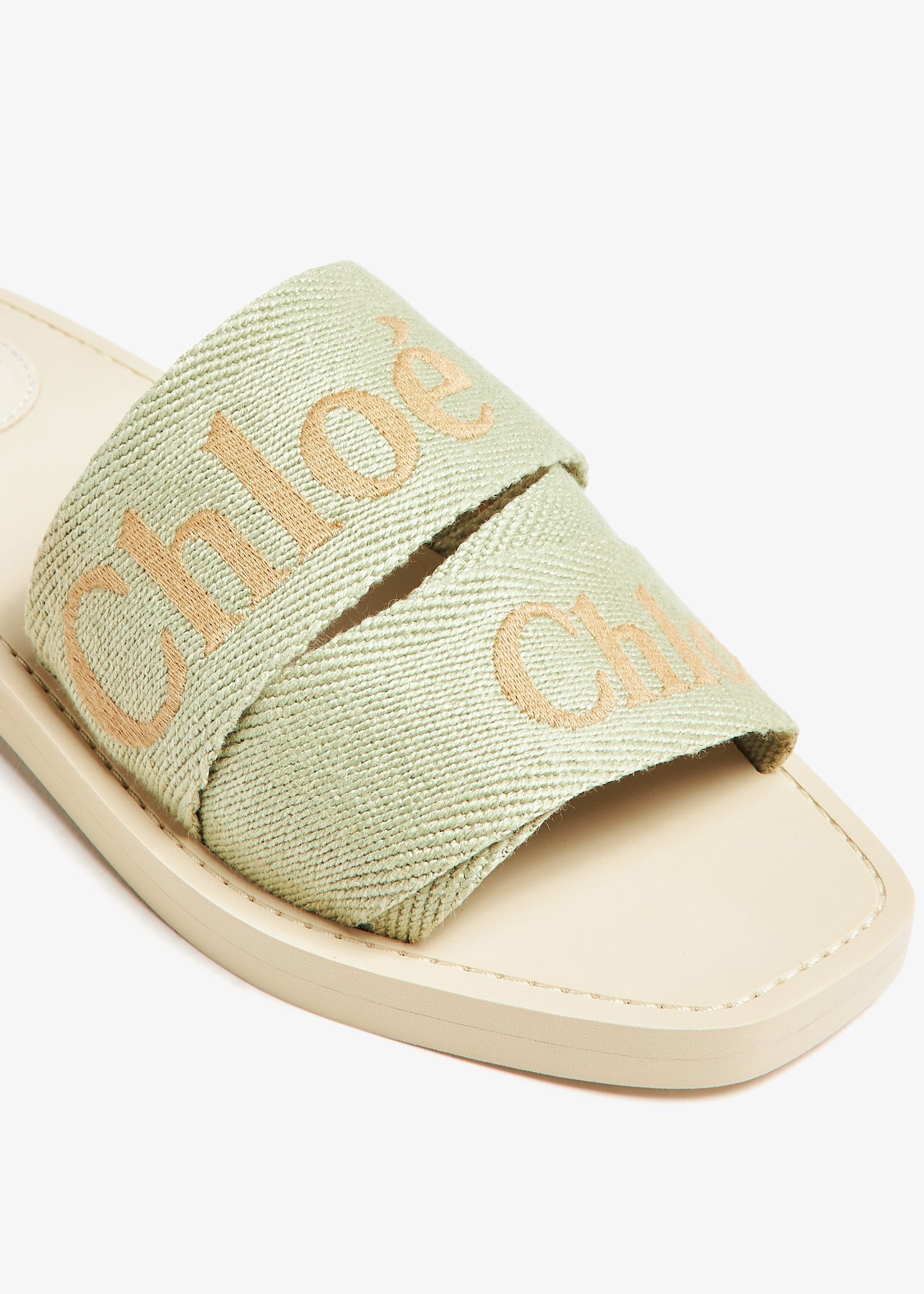 Chloé Square Toed Flat Slippers In Nude
