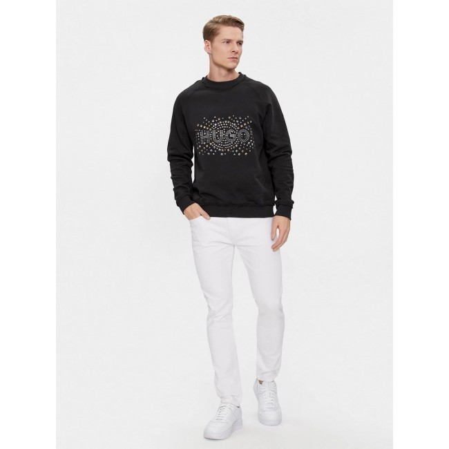Shop Hugo Boss Logo-studded Cotton Sweatshirt In Black