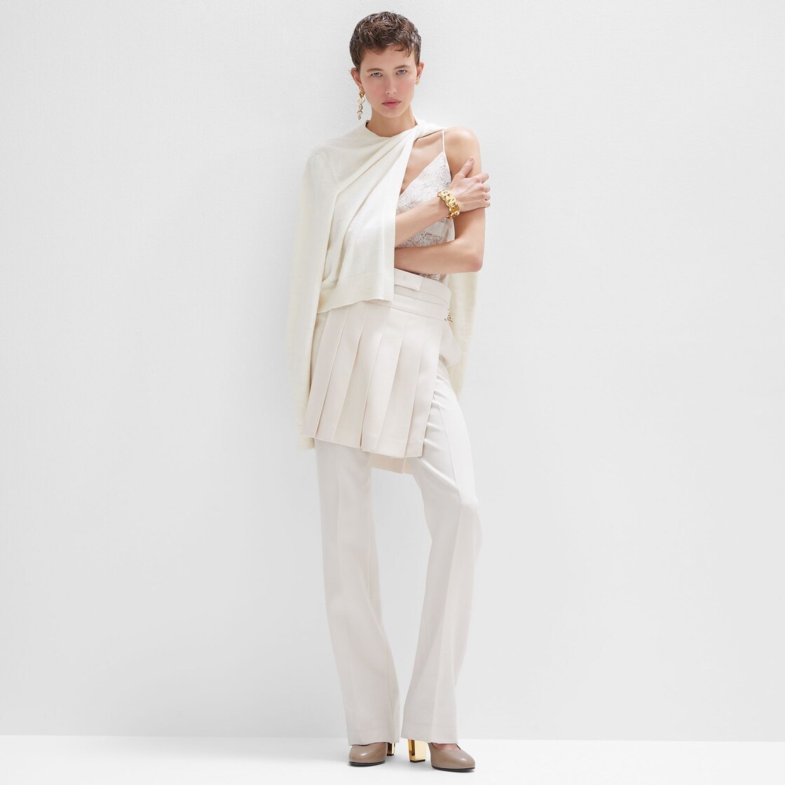 Fendi Ivory Wool Pant In White