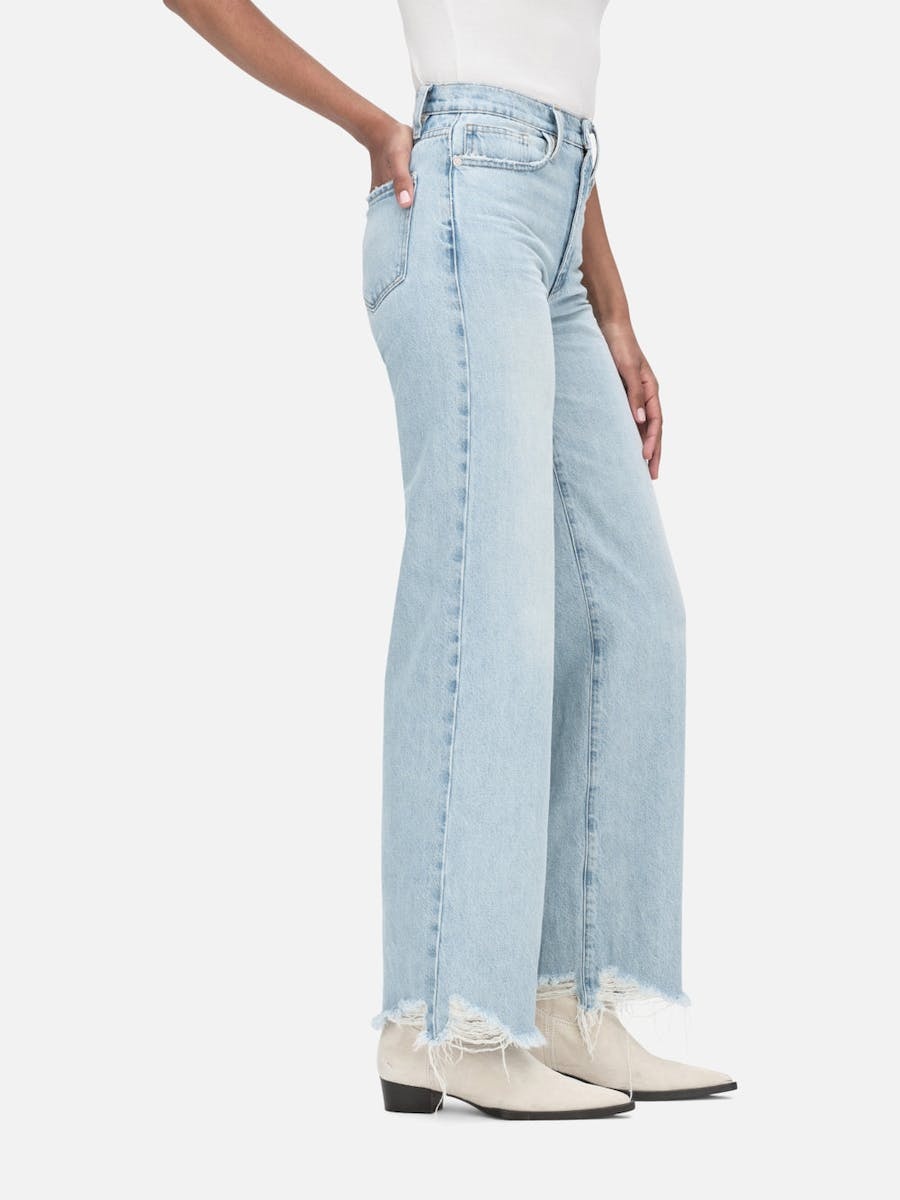 Frame Le Jane Raw-cut Hem Wide-leg Jeans In Gray