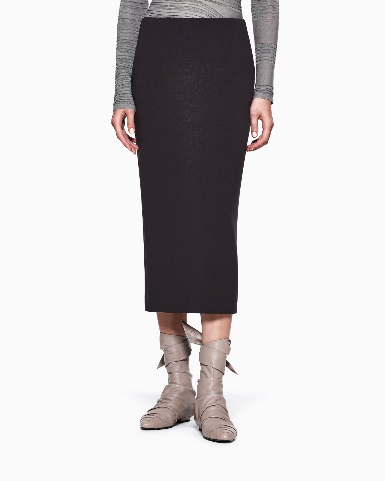 Giorgio Armani Back-zip Midi Skirt In Brown