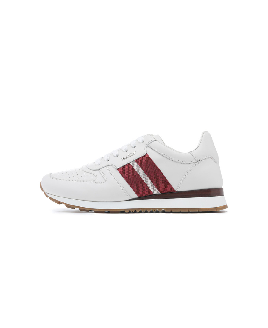 Bally Leather Sneakers With Contrasting Stripes And Perforated Toe In White