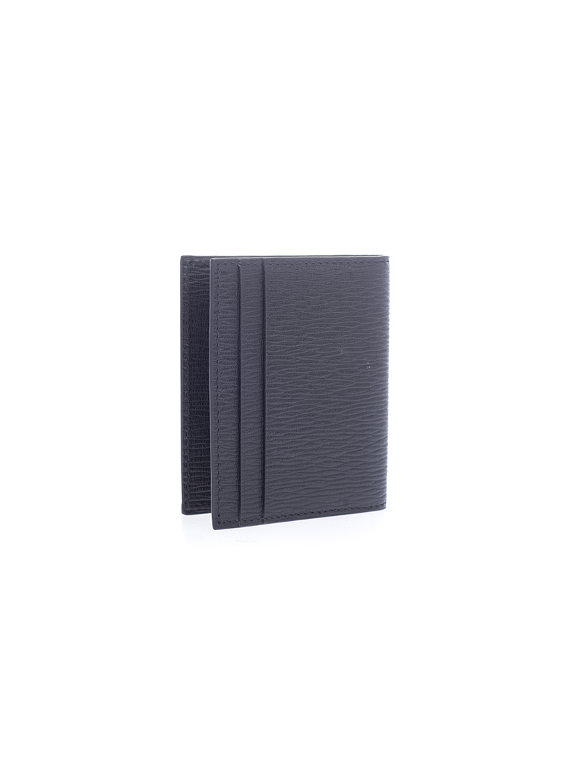 Ferragamo Black Cardholder With Gold-tone Gancini Logo In Calf Leather Man In Black
