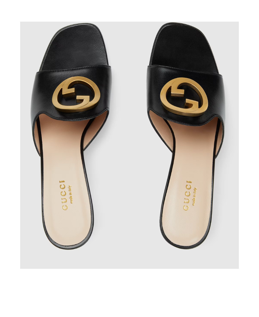 Gucci Blondie Open-toe Mules In Black