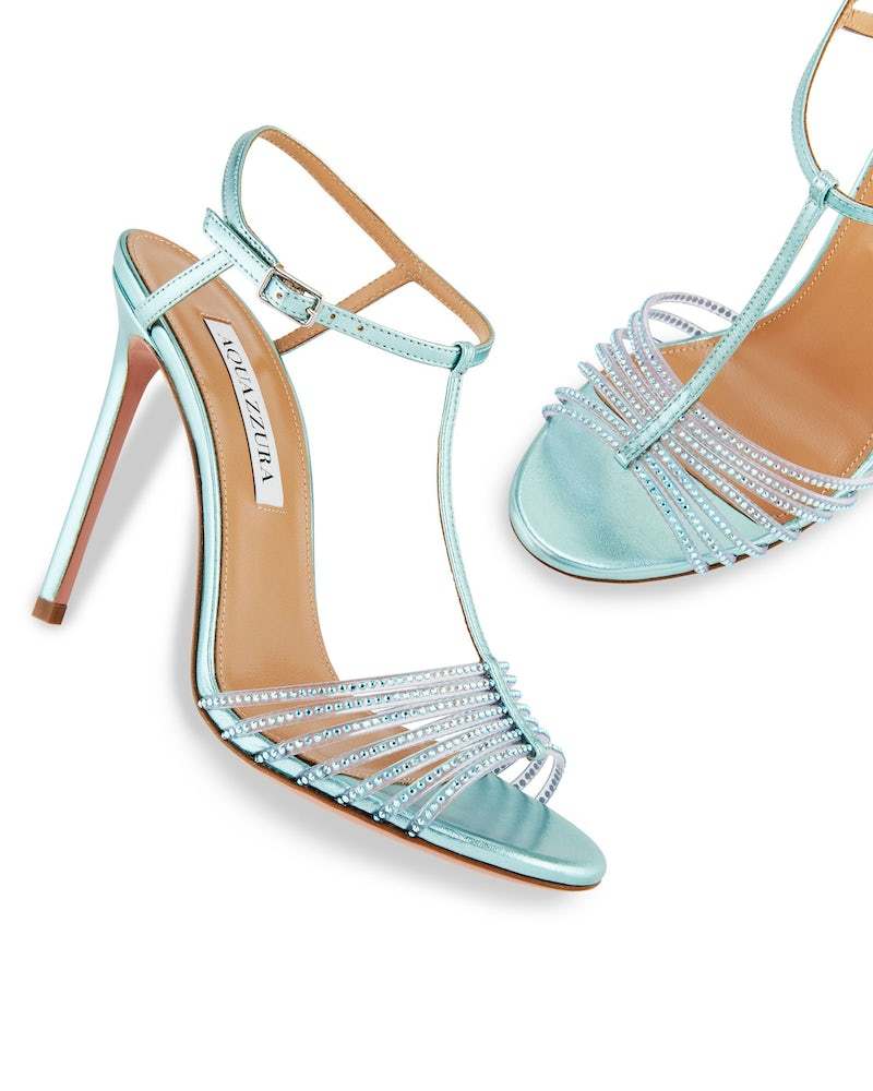 Aquazzura Amore Mio 105 Crystal-embellished Sandals In Blue