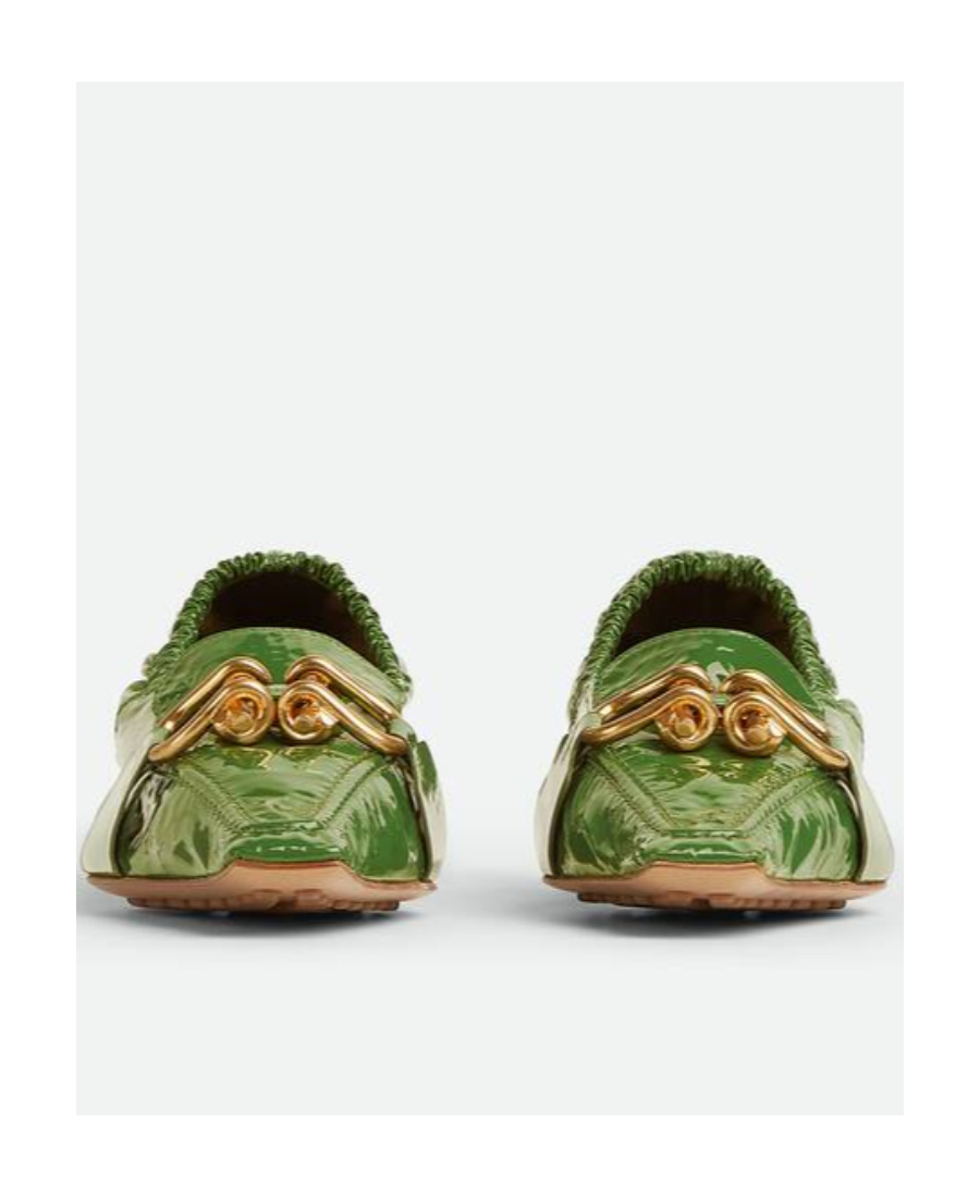 Bottega Veneta Logo Lacquered Leather High Heels In Green