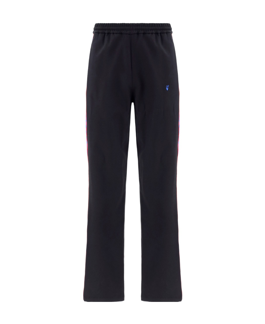 Off-white Wide-leg Cotton Joggers With Cuffed Hem In Black