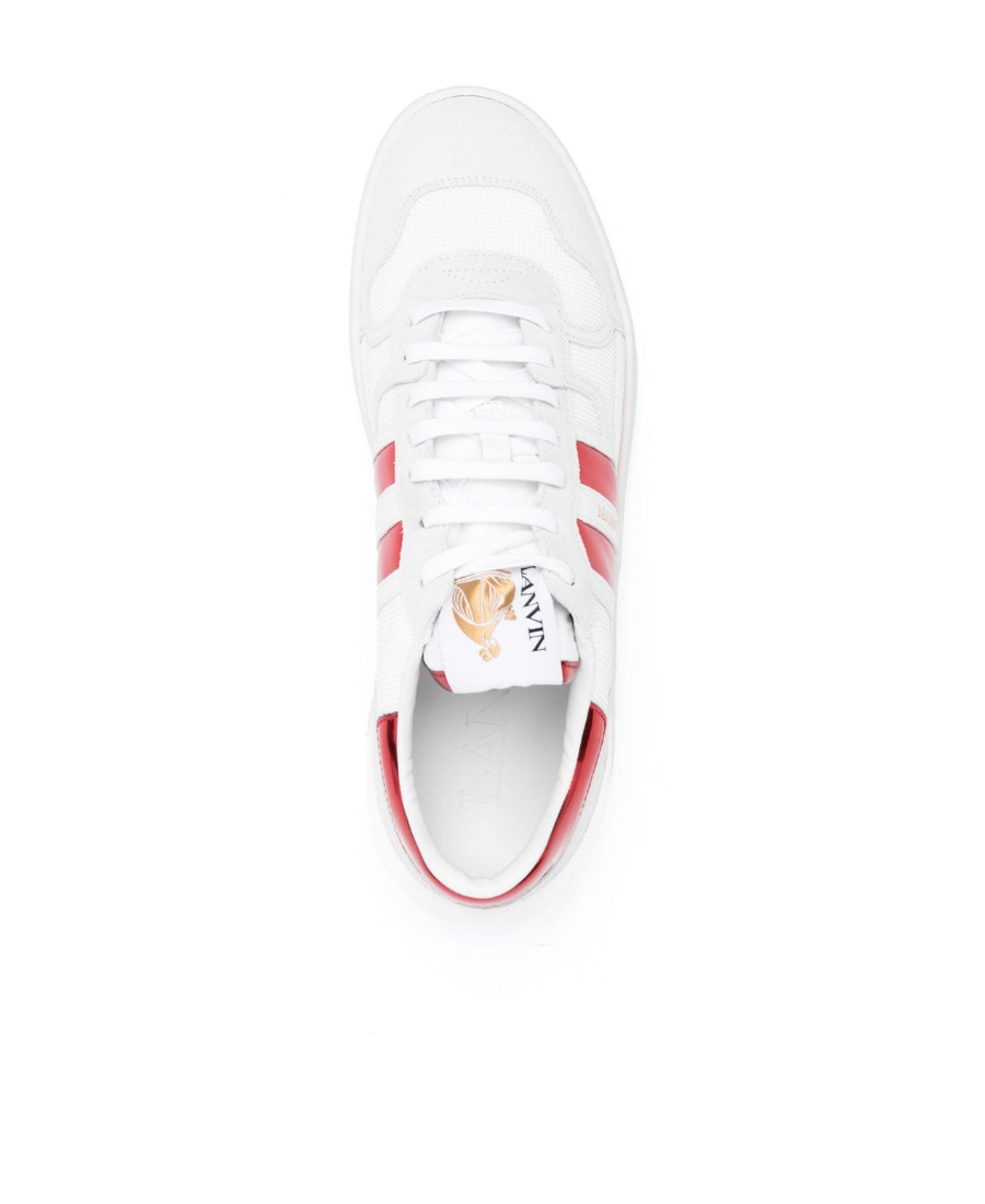 Lanvin Leather Sneakers With Rubber Sole And Metallic Heel In White