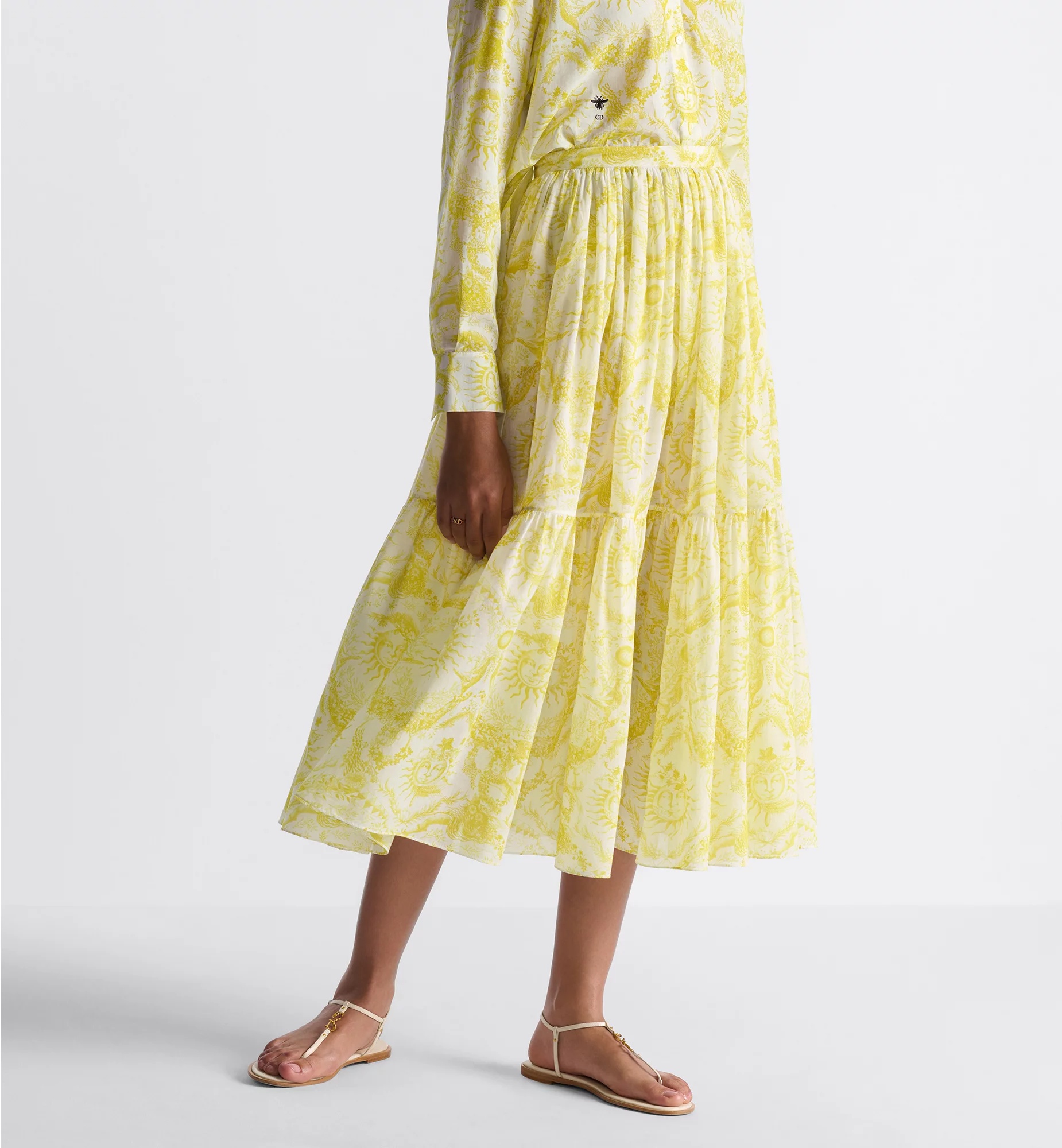 Dior Iviera Pleated Detail Skirt In Yellow