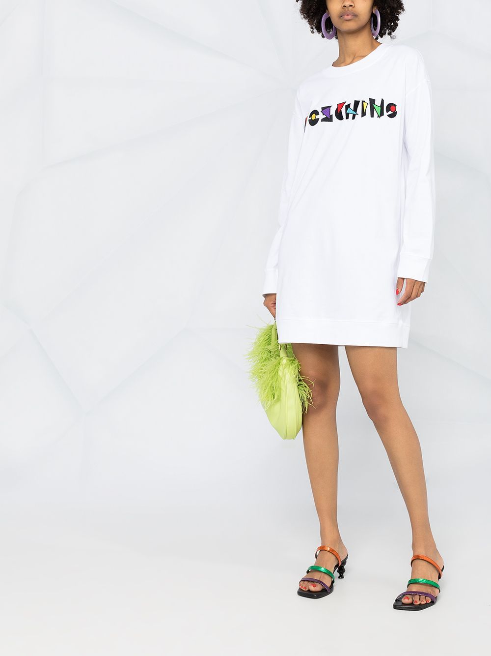 Moschino Logo Printed T-shirt Dress In White