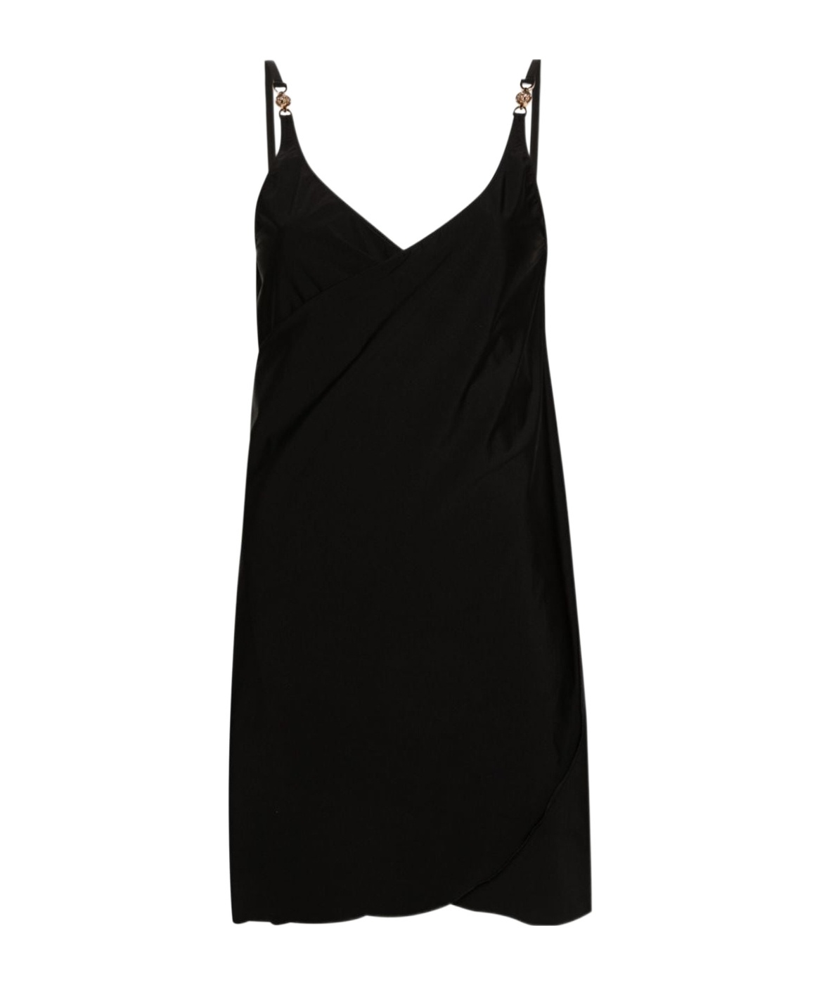 Versace Medusa-plaque Wrap Dress In Black