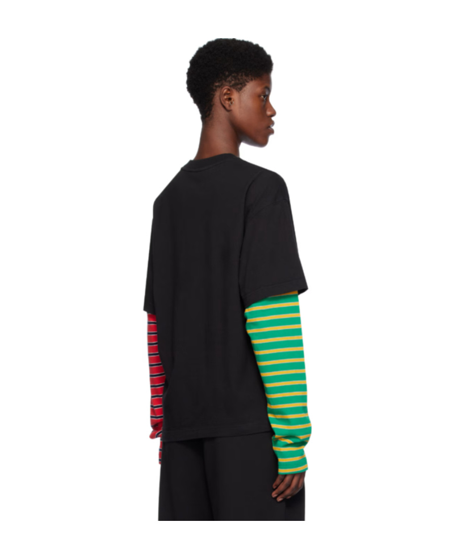 We11 Done Layered Graphic-print Cotton T-shirt In Black