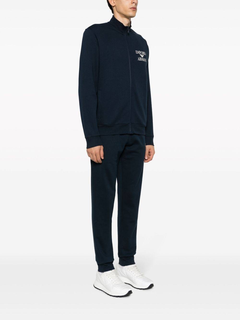 Emporio Armani Logo-embroidered Cotton-blend Pajama In Black