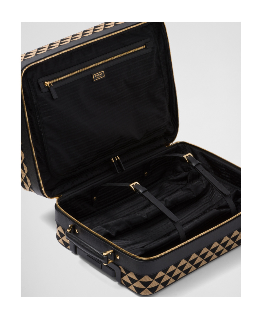 PRADA PRADA SYMBOLE EMBROIDERED JACQUARD FABRIC TROLLEY