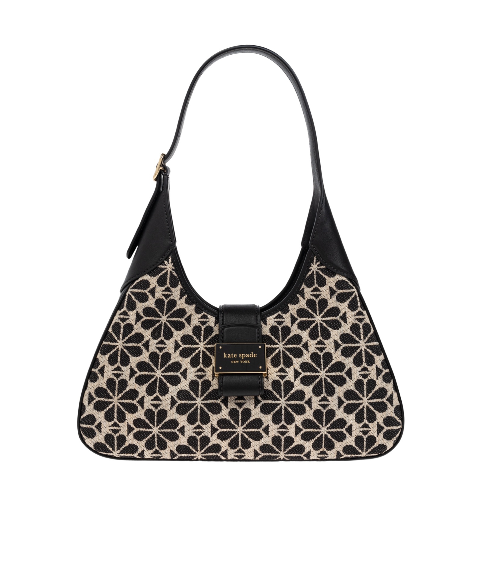 Shop Kate Spade Small Nouveau Floral-jacquard Shoulder Bag In Black