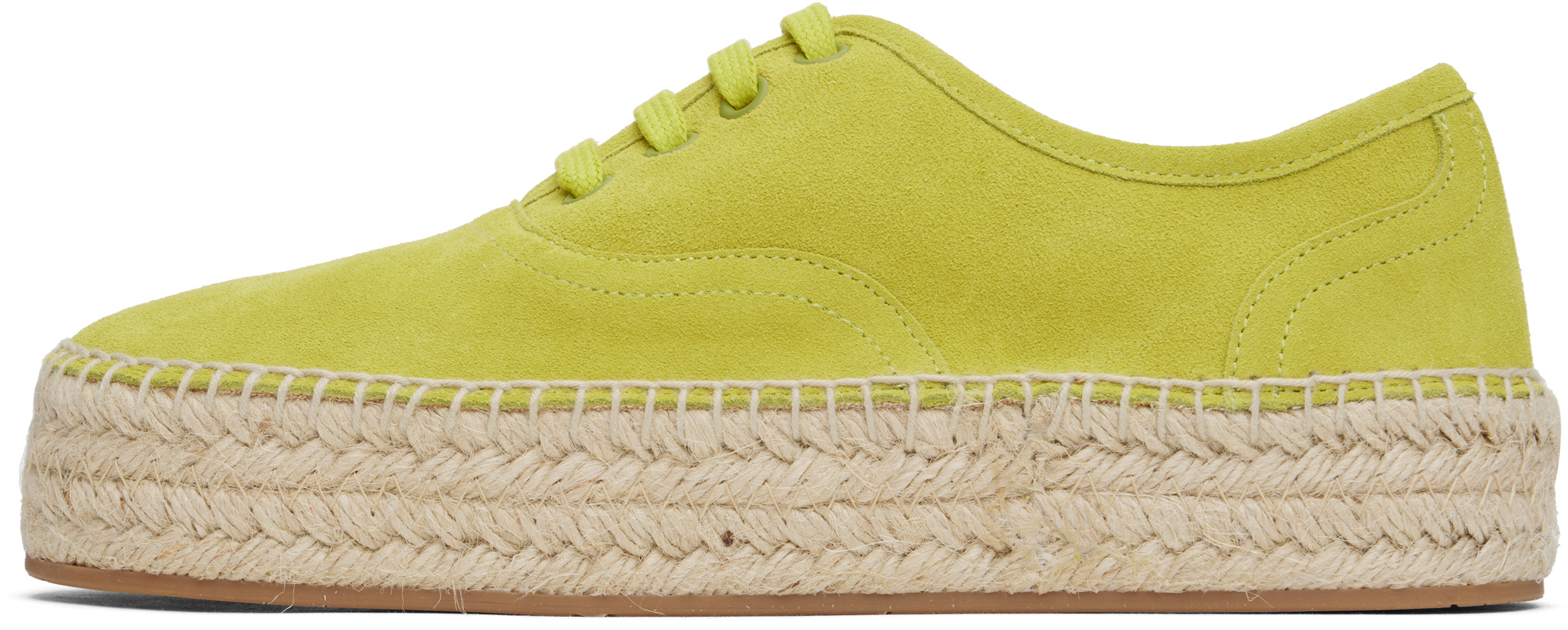 Jw Anderson Suede Lace-front Platform Espadrilles In Yellow