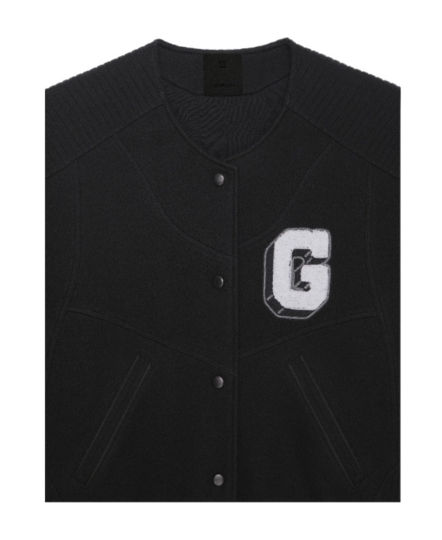 Givenchy Embroidered Ribbed Wool Bomber Jacket In Black
