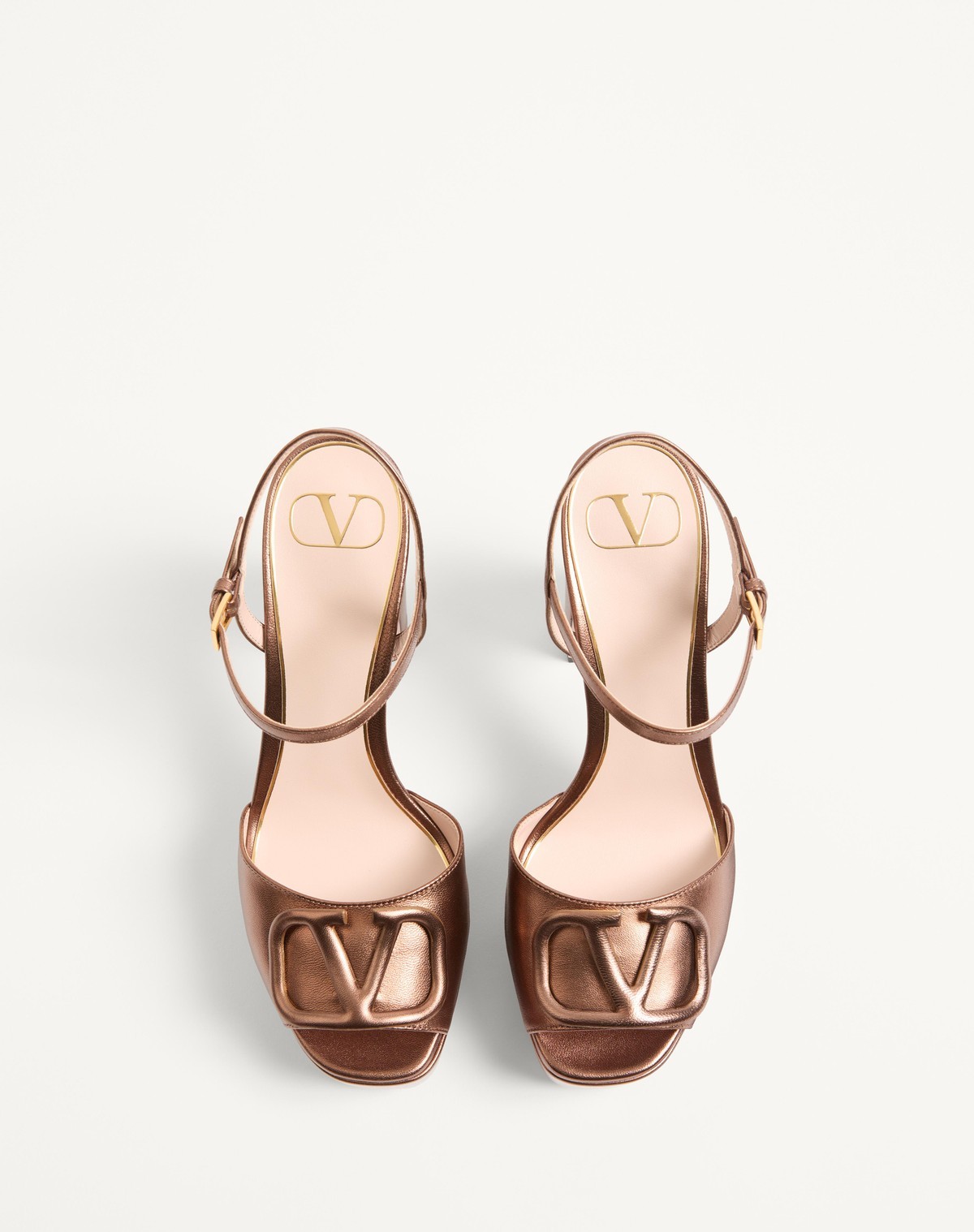 Shop Valentino Vlogo Signature Platform Sandal In Laminated Nappa Leather 115mm