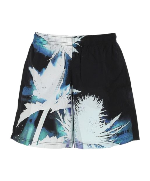 Alexander Mcqueen Alexander Mc Queen Black Elasticated Waistband Swim Shorts In Multicolor