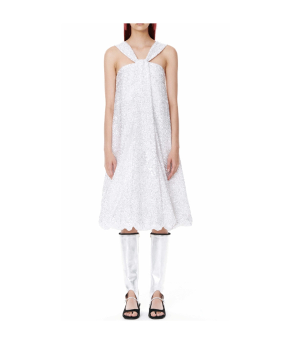 We11 Done Gilded Sequined Sleeveless Dress In White